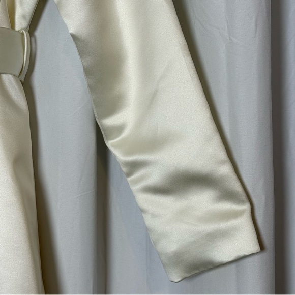 INC White Satin Trench Coat Double Breasted Belted Petite Small NWT - Picture 10 of 16